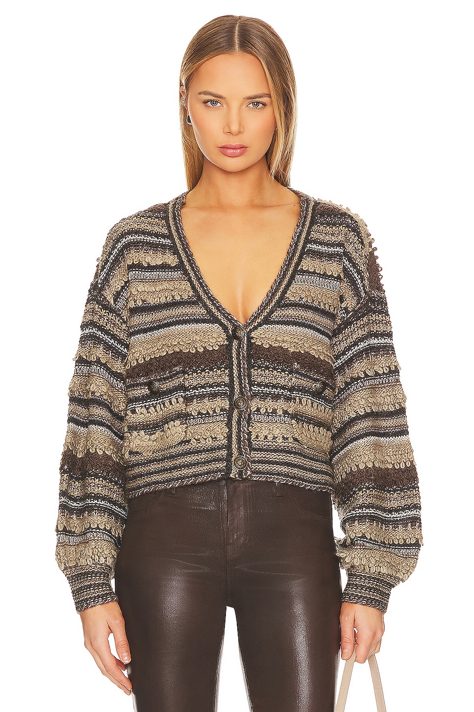 

Кардиган L'AGENCE Harriet Blouson, цвет Brown Multi