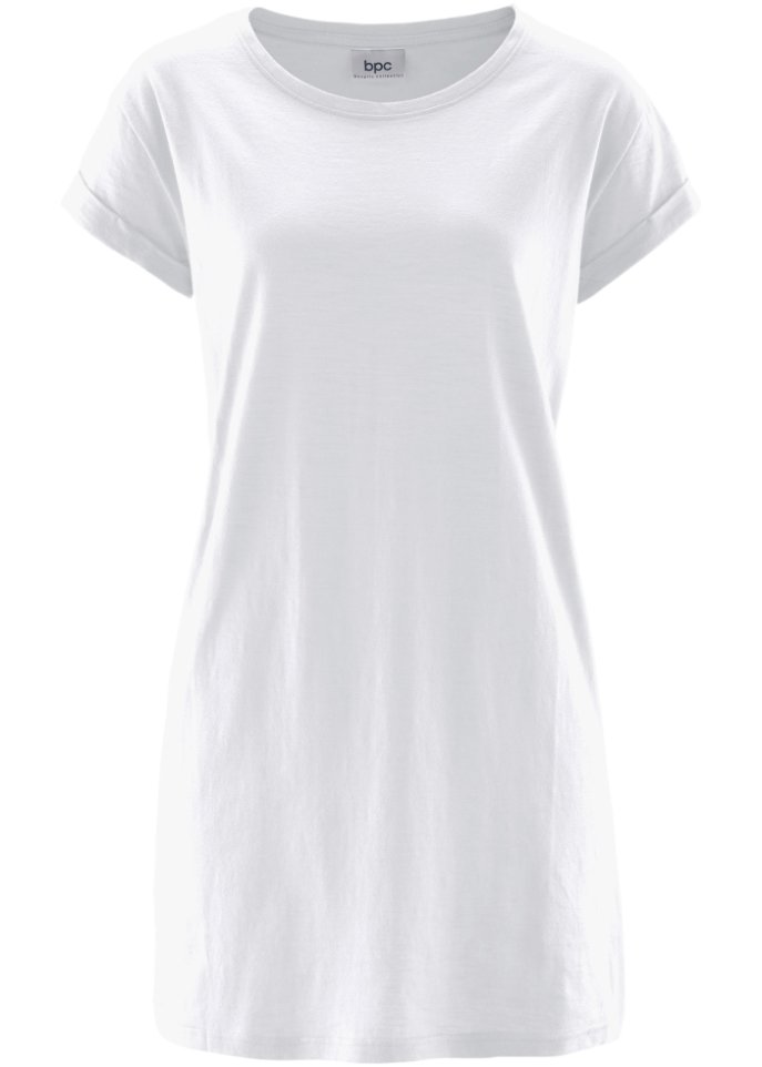 Свободная длинная рубашка с короткими рукавами Bpc Bonprix Collection, белый