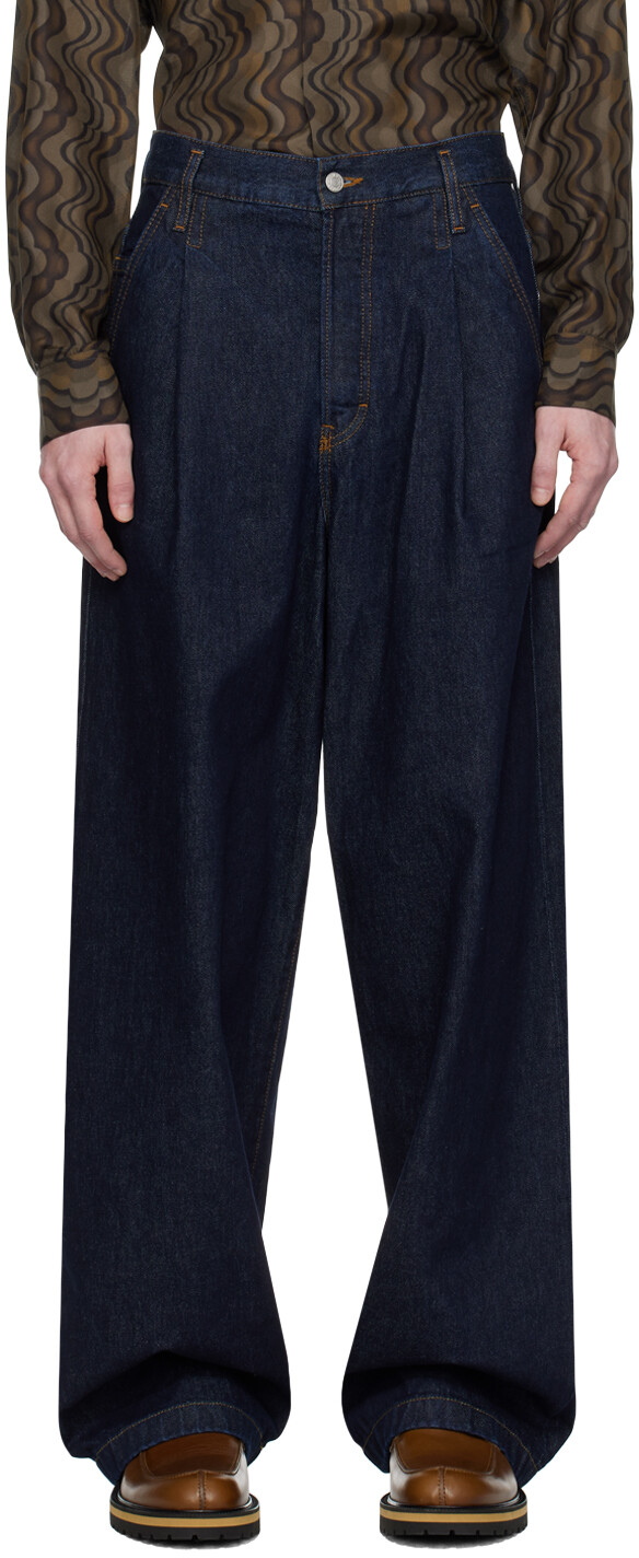

Синие джинсы со складками Dries Van Noten