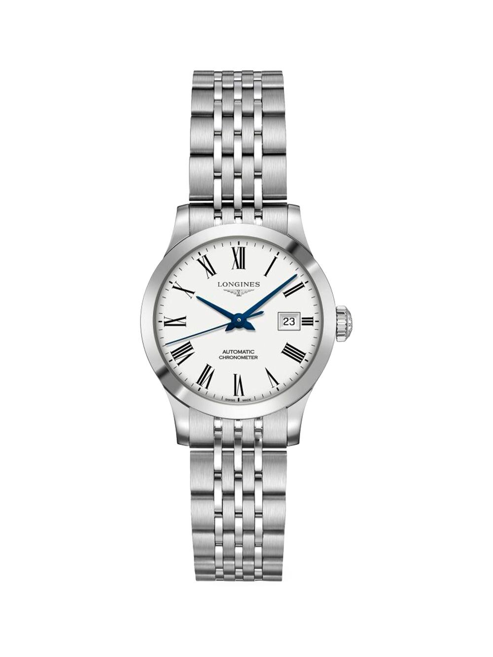 

Часы Record 30MM с браслетом из нержавеющей стали Longines, белый