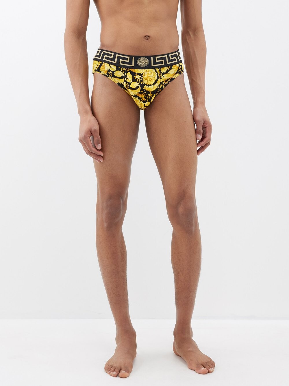 

Трусики из смесового хлопка с принтом barocco Versace, золото