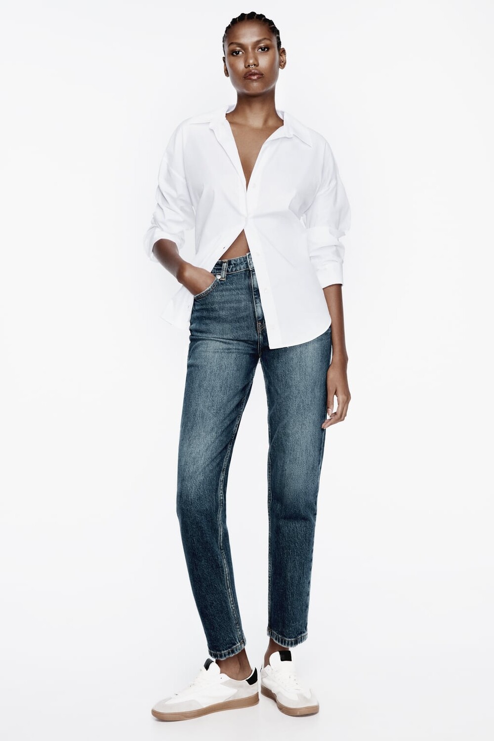 

Джинсы с завышенной талией z1975 Mom ZARA, синий
