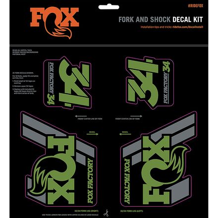 Комплект наклеек для вилки и амортизатора Heritage FOX Racing Shox, зеленый