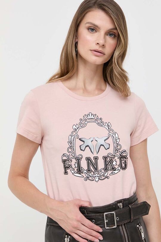 

Хлопковая футболка Pinko, розовый