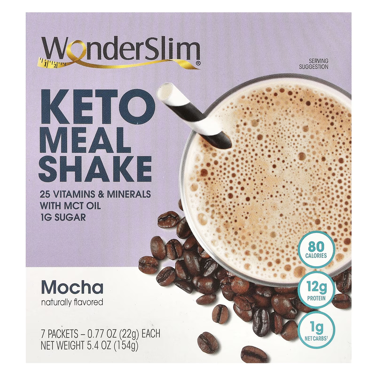 

WonderSlim Keto Meal Shake Mocha, 7 пакетов по 0,77 унции (22 г) каждый