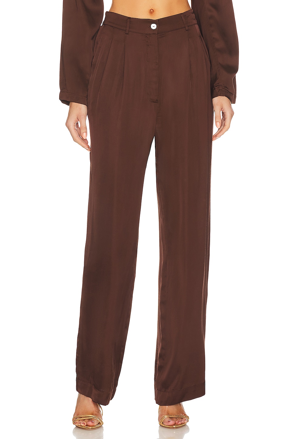 

Брюки DONNI. Silky Pleated Trouser, цвет Truffle