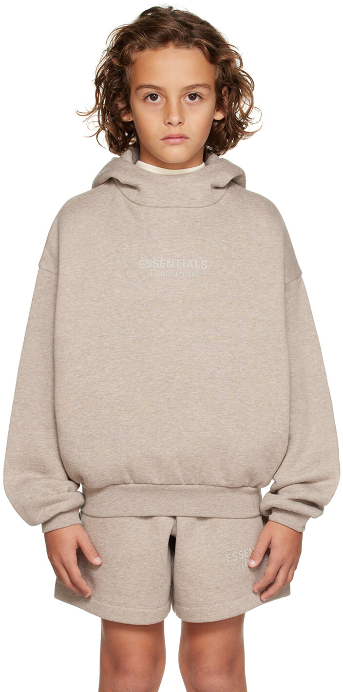 

Детская бежевая толстовка с капюшоном Fear of God ESSENTIALS