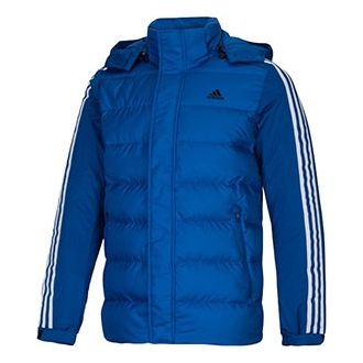 Пуховик Adidas Outdoor Sports hooded down Jacket Blue, синий цена и фото