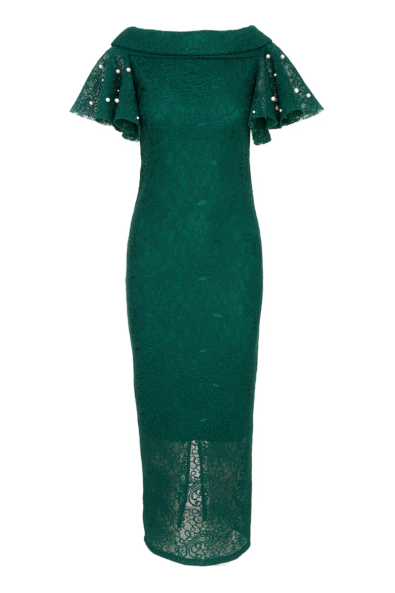 Приталенное кружевное платье Acob À Porter, зеленый