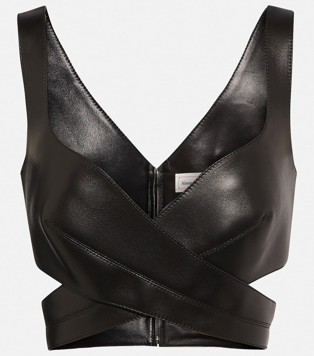 

Кожаный укороченный топ ALEXANDER MCQUEEN, черный
