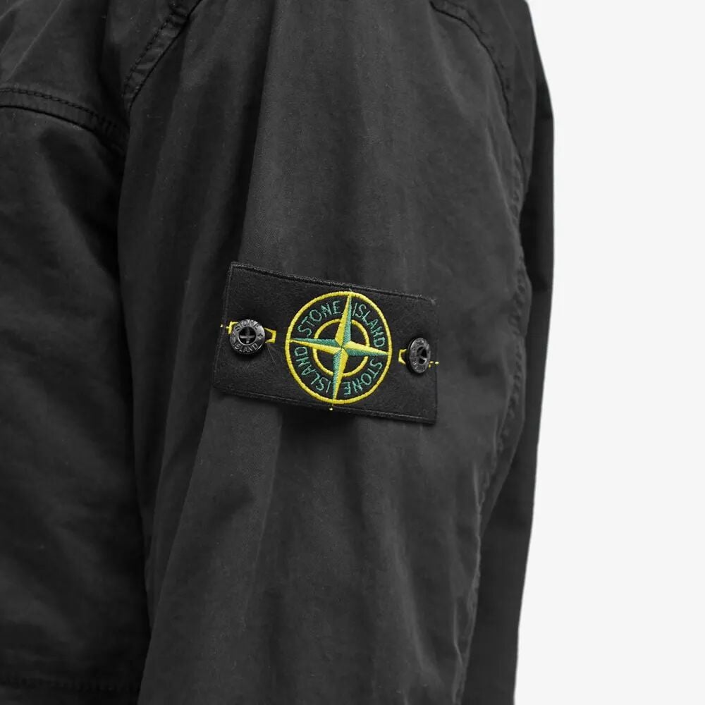 

Stone Island Куртка-рубашка на молнии из хлопкового твила Supima стрейч-TC, черный