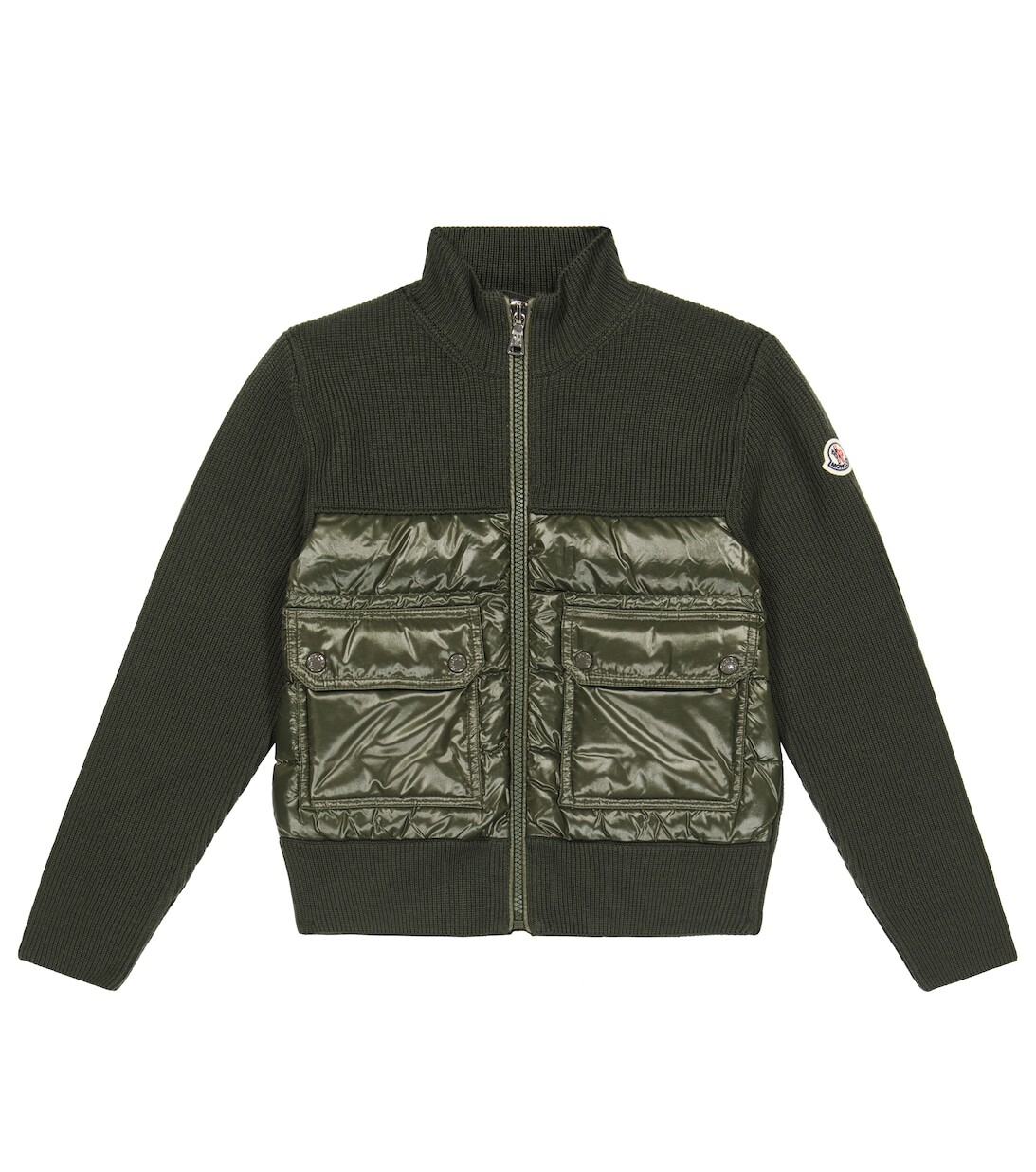 

Утепленный кардиган из натуральной шерсти Moncler Enfant, зеленый