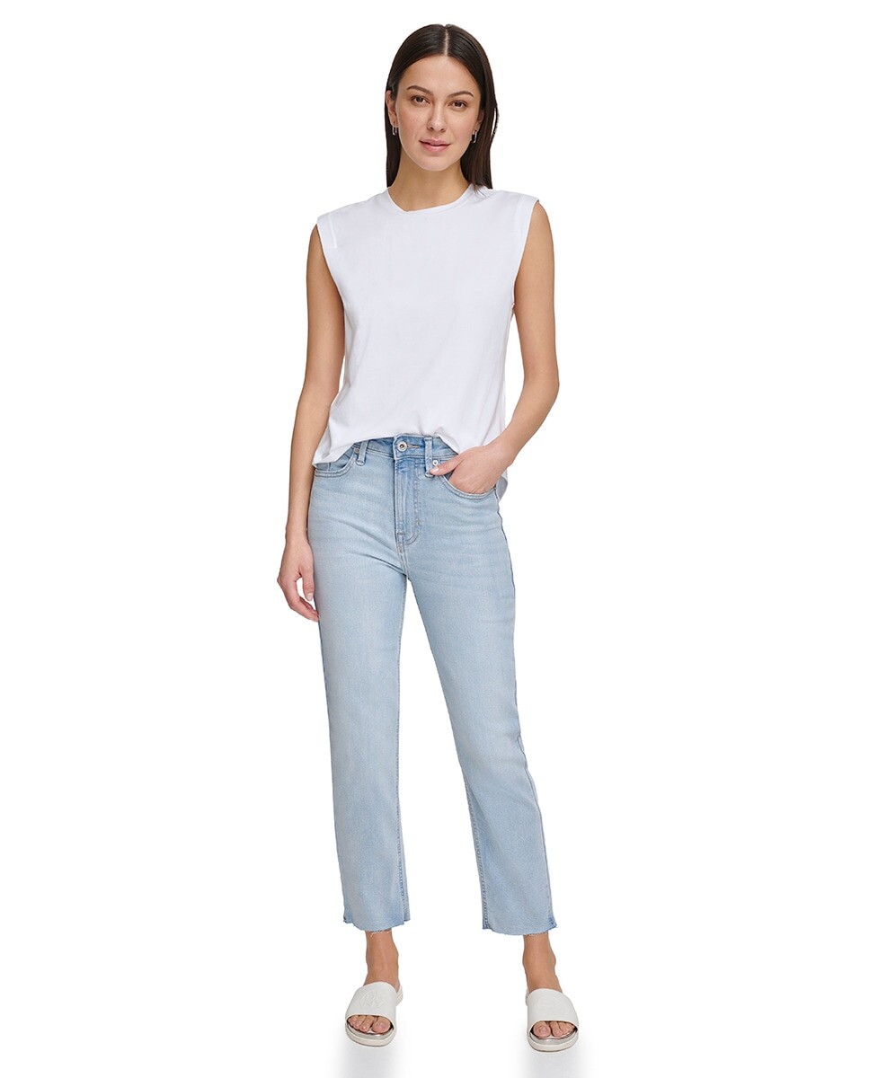 

Женские прямые брюки ледяного белого цвета Dkny Jeans, Белый