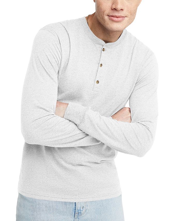 Мужская футболка Originals Tri-Blend с длинными рукавами на пуговицах Hanes, белый мужская оригинальная хлопковая футболка с длинными рукавами на пуговицах hanes белый