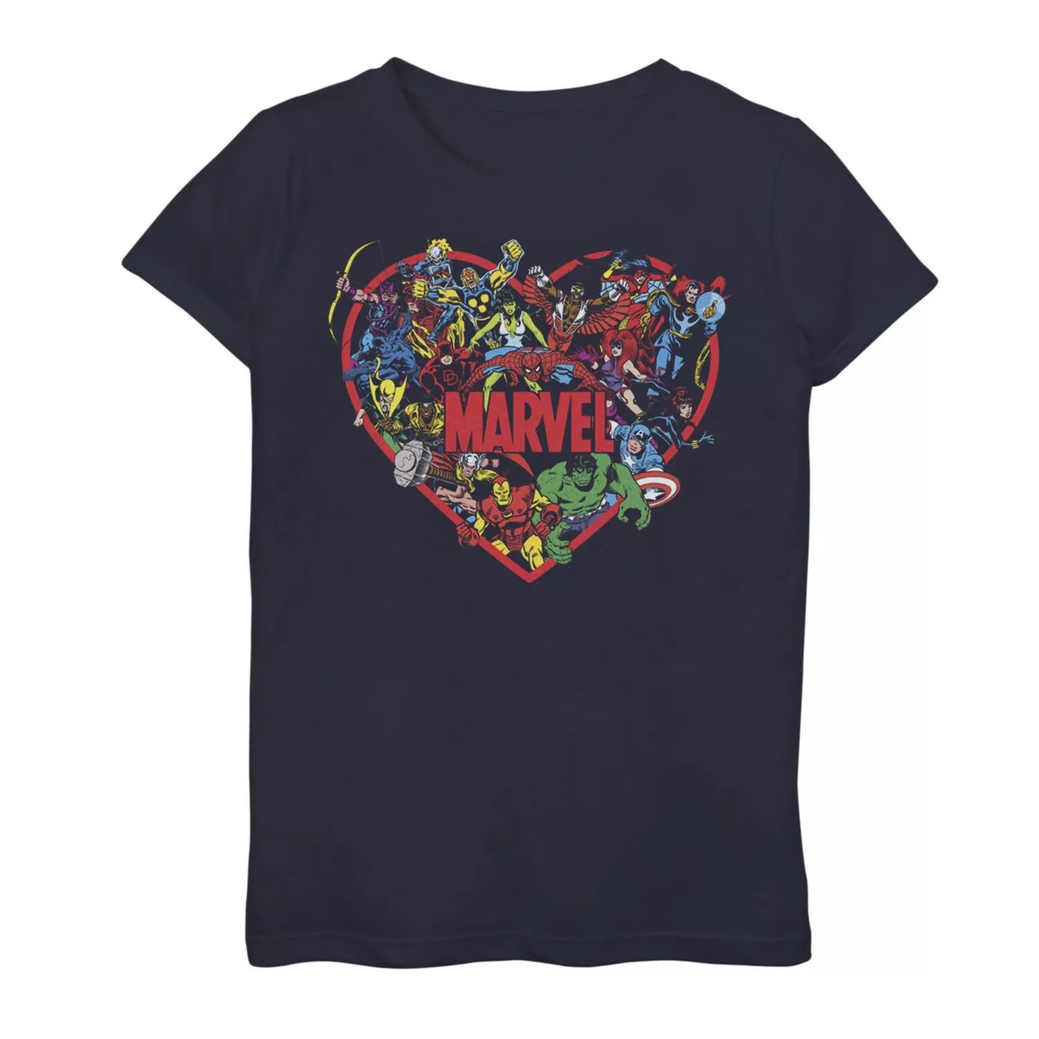 

Футболка с рисунком Marvel Multi Hero Heart для девочек 7–16 лет Marvel