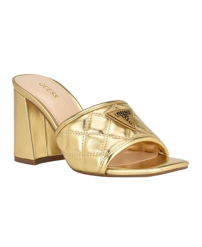 

Женские модельные босоножки с открытым носком на блочном каблуке Gelina GUESS, золото