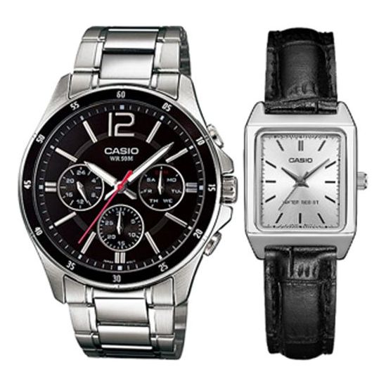 Часы CASIO ENTICER SERIES& VINTAGE Series Vintage Silver Couple Quartz Waterproof Black/Silver Analog, черный