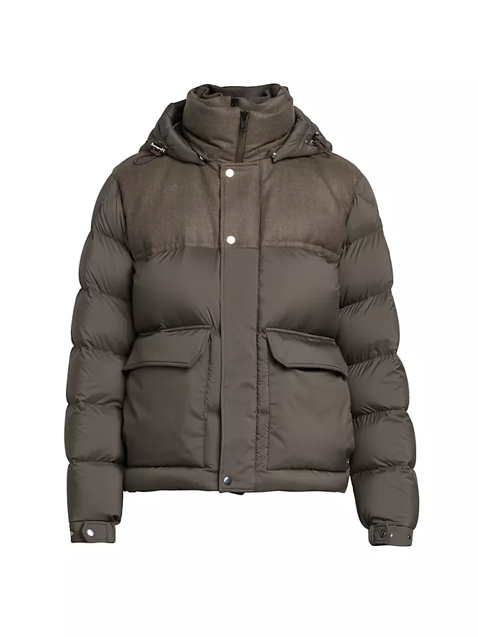 

Moncler Мужской пуховик с капюшоном Mussala Moncler, серо-коричневый