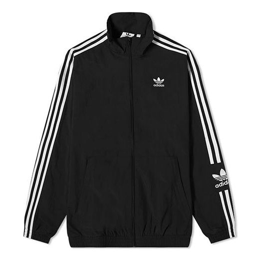цена Куртка Men's adidas originals Stripe Logo Loose Stand Collar Sports Jacket Autumn Black, черный