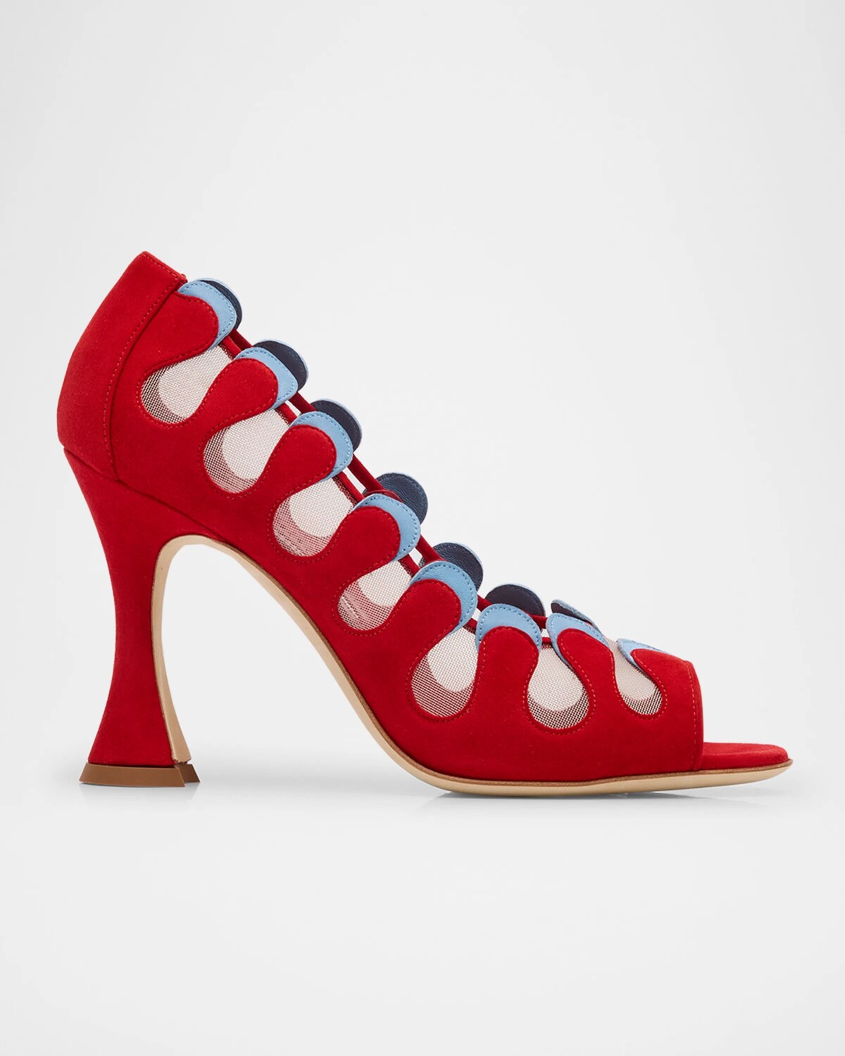 

Детские замшевые туфли Aziz с открытым носком Manolo Blahnik, красный