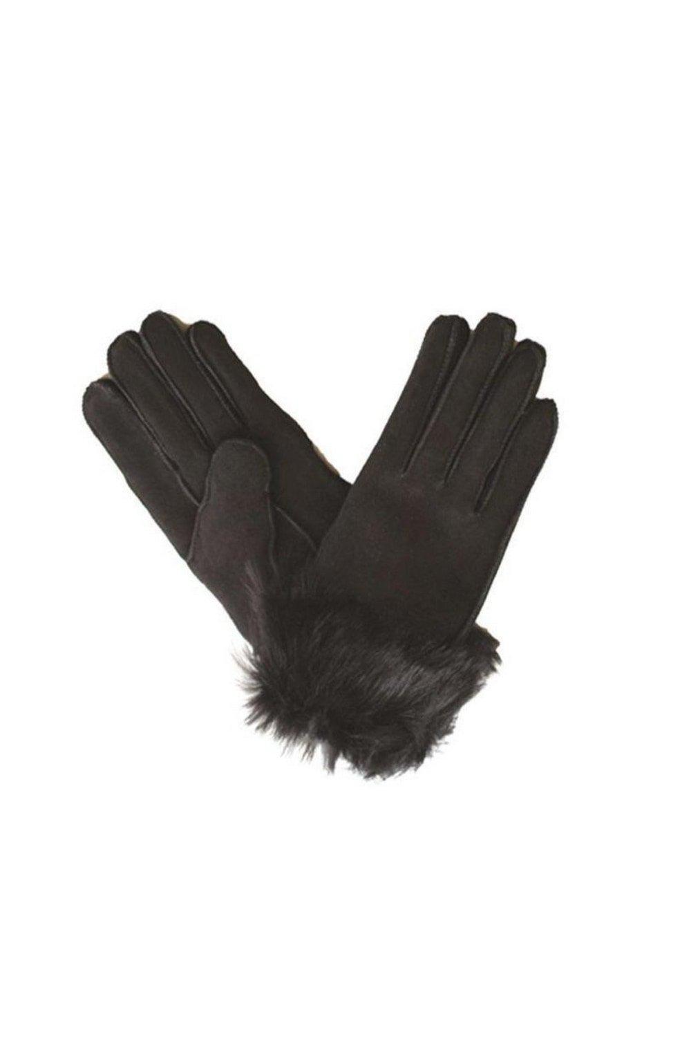 Перчатки из овчины Toscana с отделкой на манжетах Eastern Counties Leather, черный цена и фото