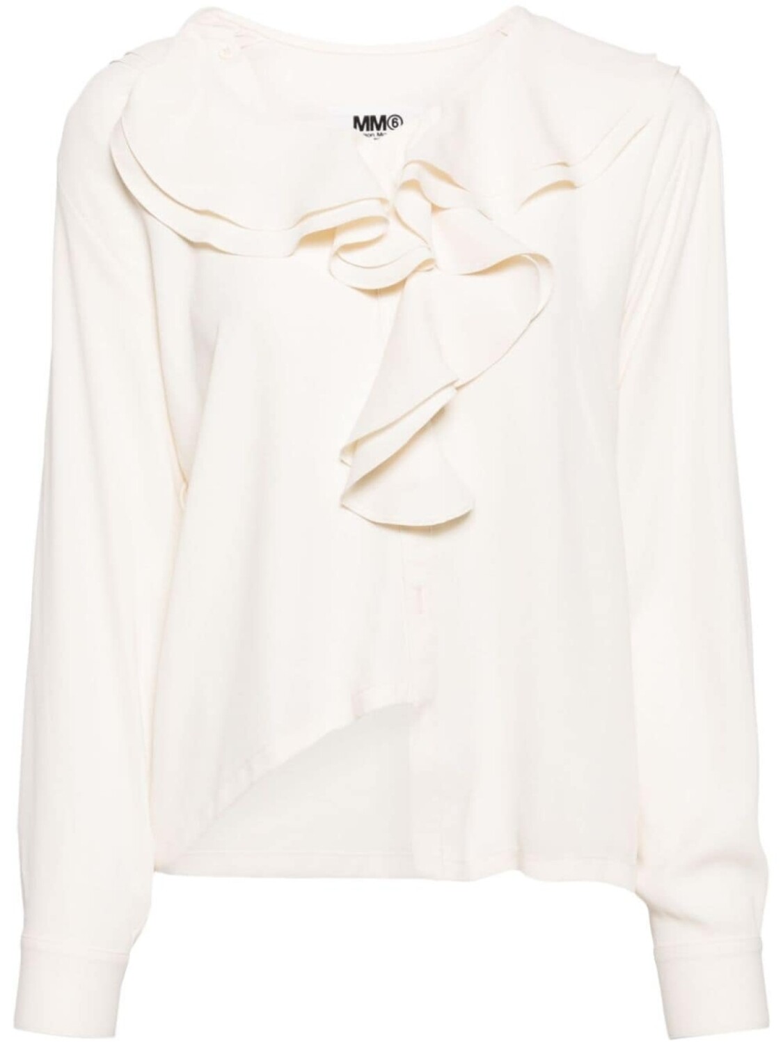 

MM6 Maison Margiela топ асимметричного кроя с оборками, нейтральный цвет