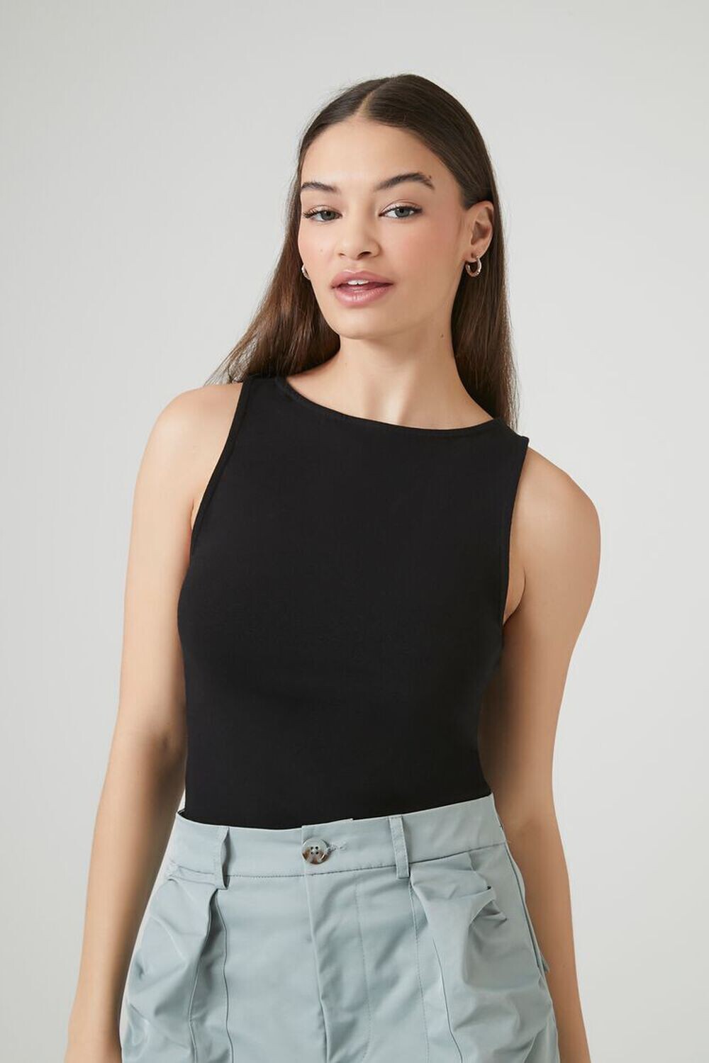 

Облегающая майка из хлопковой смеси Forever 21, черный