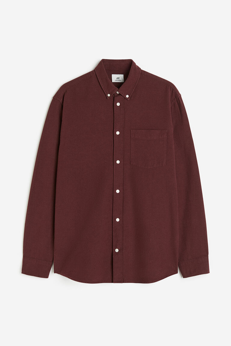 Оксфордская рубашка стандартного кроя H&M, бургундия