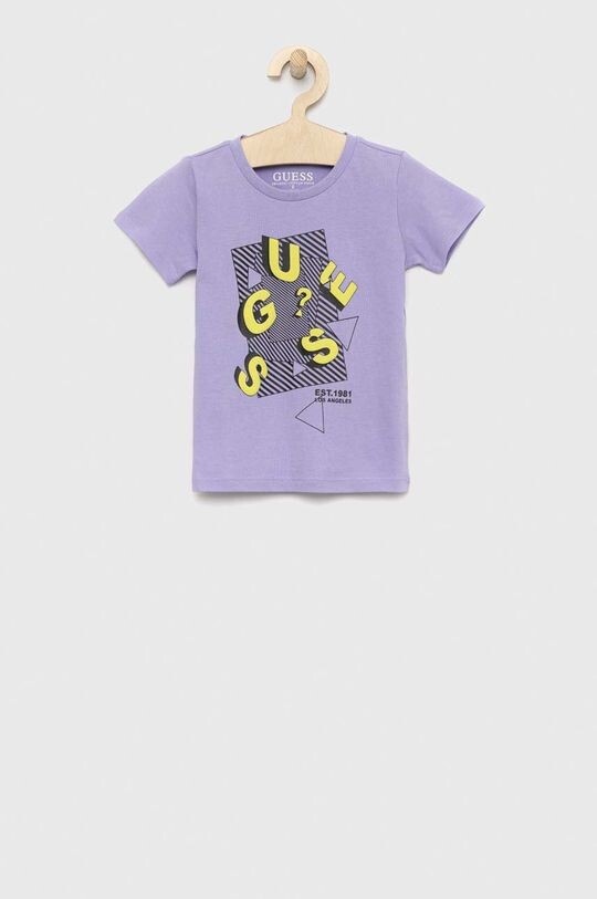 

Детская хлопковая футболка Guess, фиолетовый