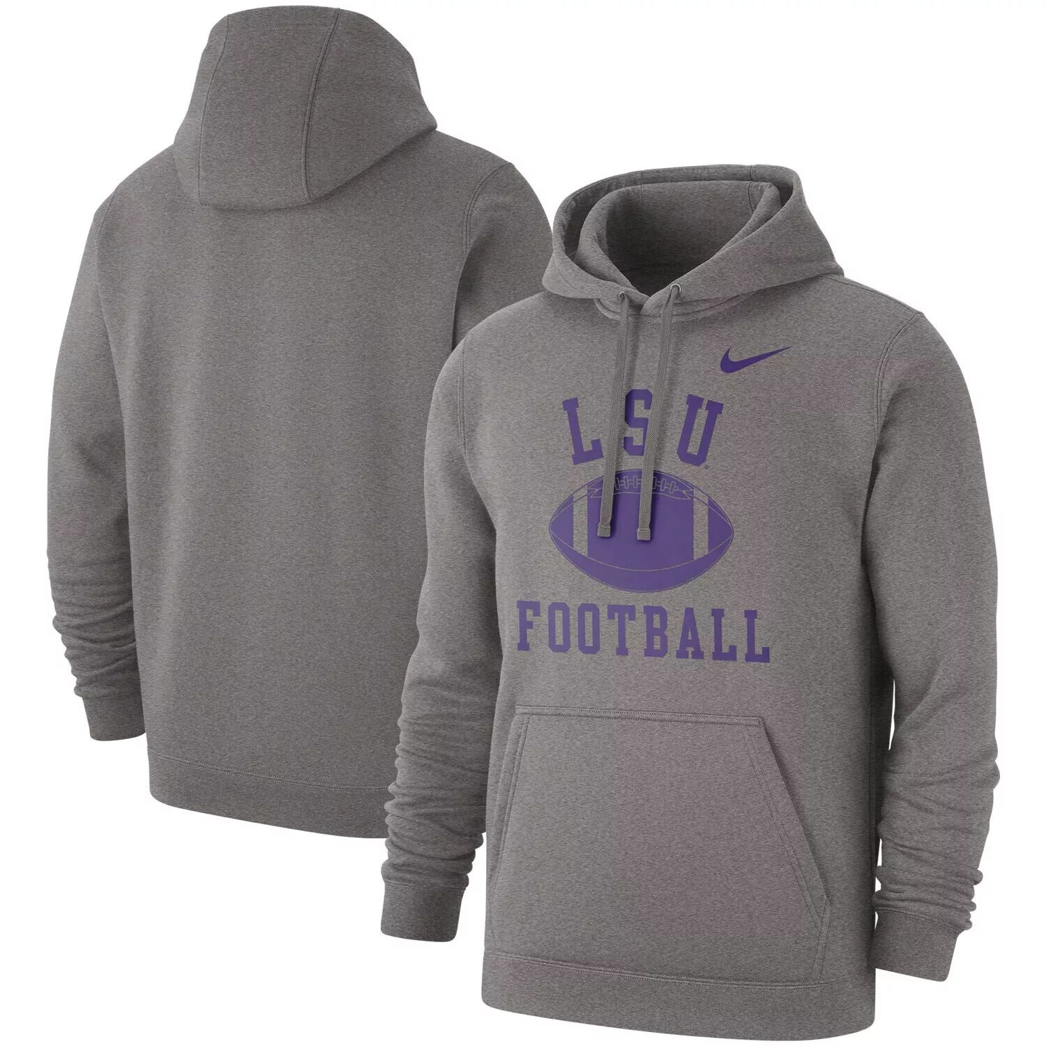 

Мужской пуловер с капюшоном Nike Heathered Grey LSU Tigers Football Club