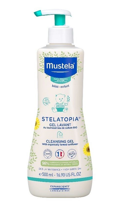 Mustela Bebe Stelatopia гель для стирки детей, 500 ml дневной крем для детей 200 мл mustela bebe stelatopia emollient cream