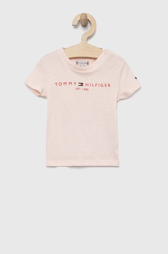 

Детская хлопковая футболка Tommy Hilfiger, розовый