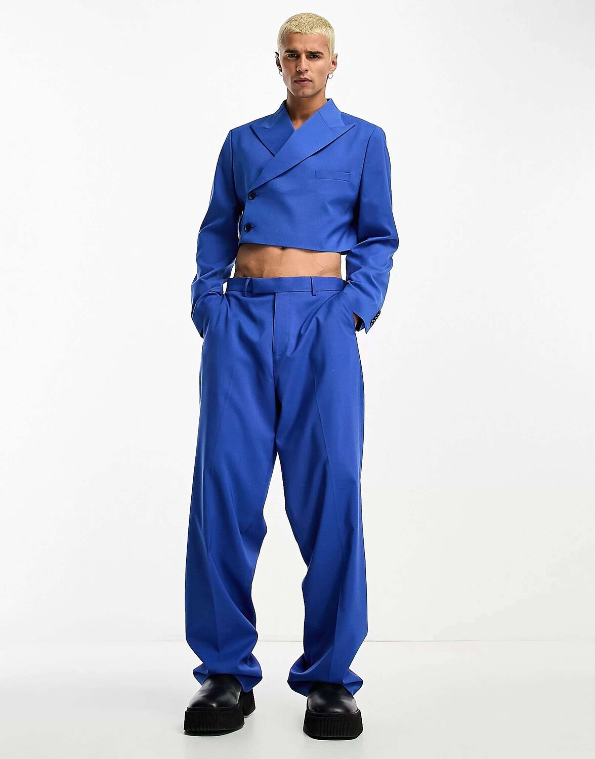 

Кобальтово-синие широкие брюки ASOS, Синий