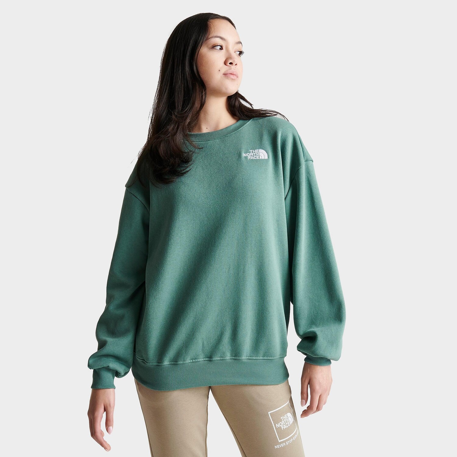 

Женский свободный свитшот с круглым вырезом и логотипом The North Face, зеленый