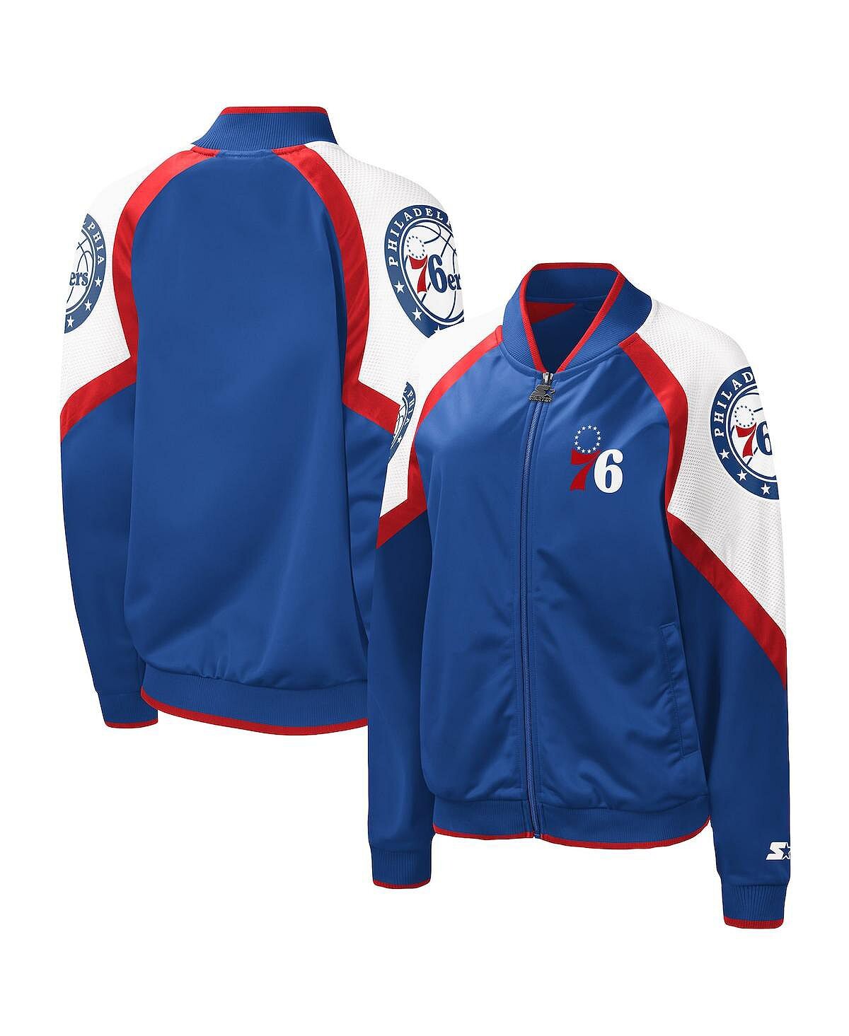 

Женская королевская красная куртка Philadelphia 76Ers Fan Girl из атласа с молнией во всю длину Starter