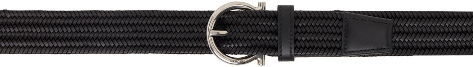 

Черный плетеный фиксированный ремень Ferragamo