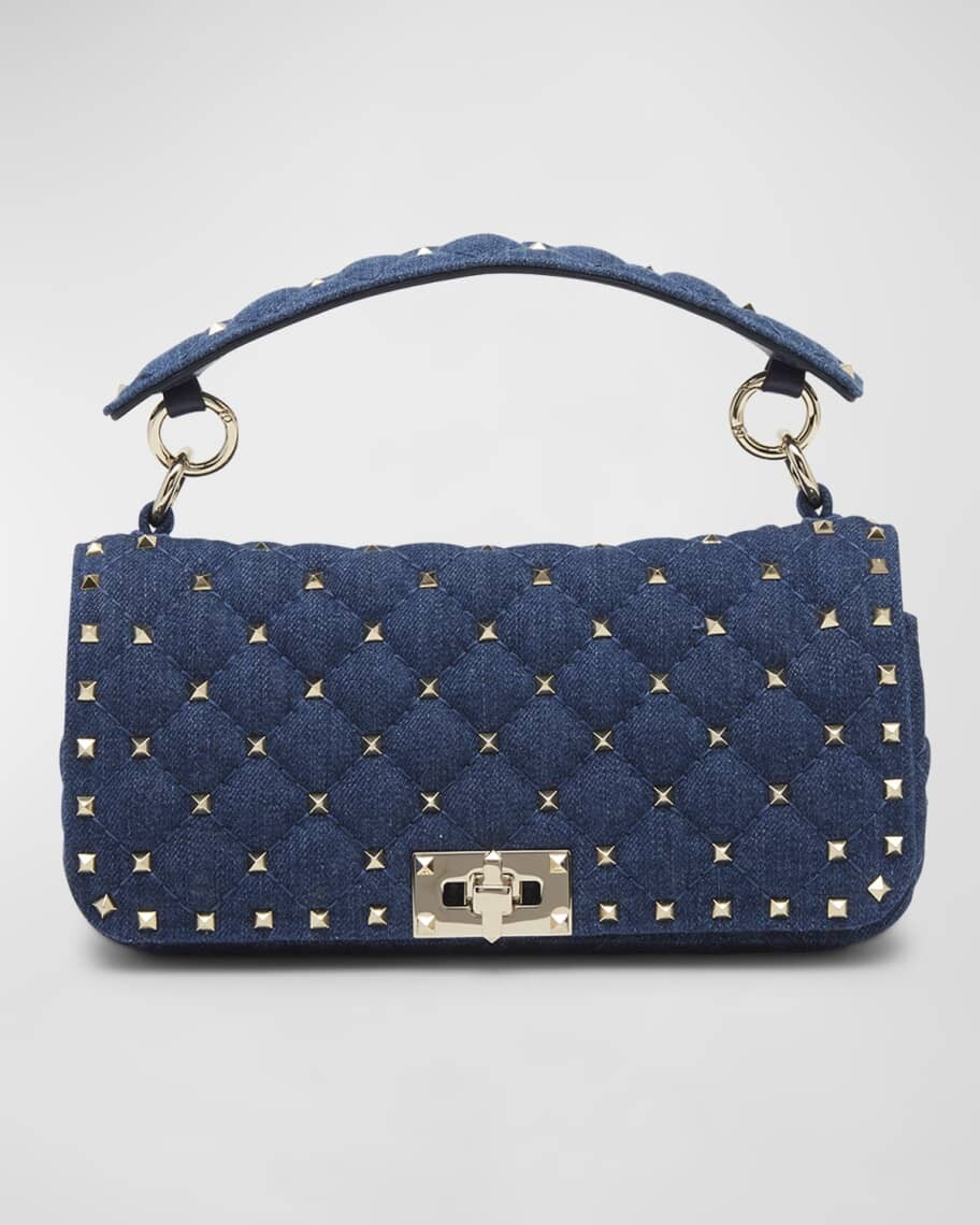 

Стеганая джинсовая сумка через плечо с цепочкой Rockstud Valentino Garavani