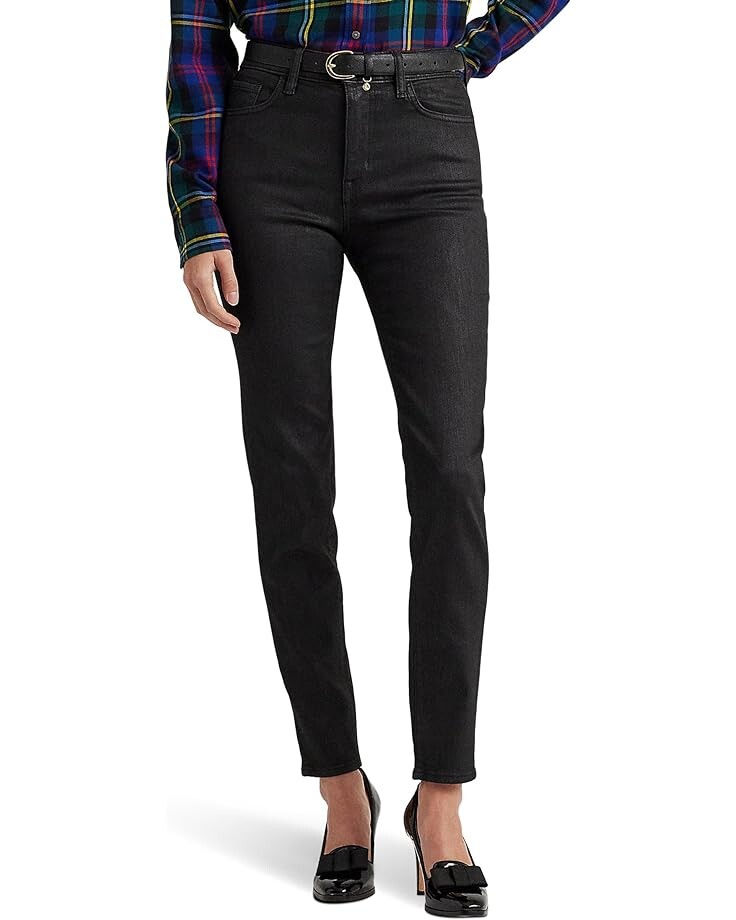 

Джинсы LAUREN Ralph Lauren Petite Coated High-Rise Skinny Ankle Jeans, черный