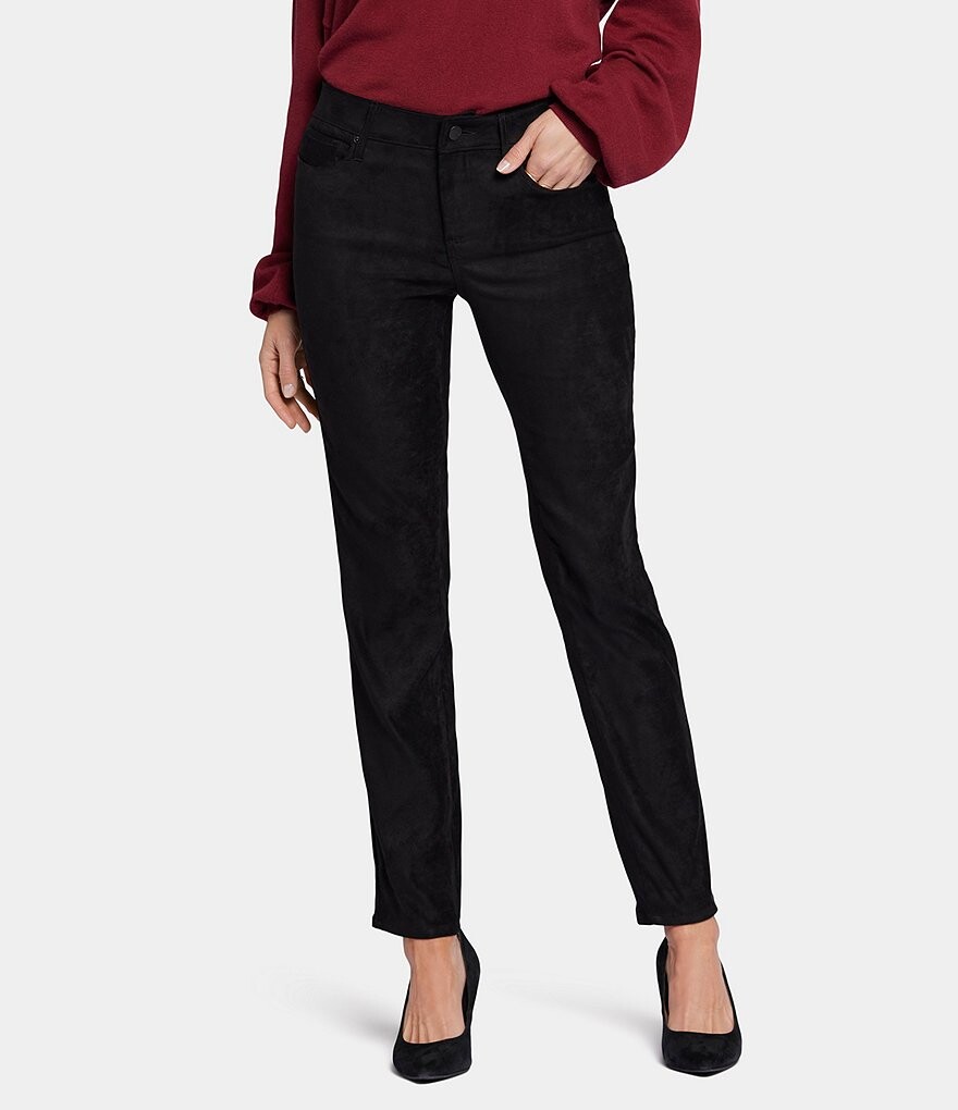 

Узкие брюки из искусственной замши NYDJ Petite Size Sheri, черный