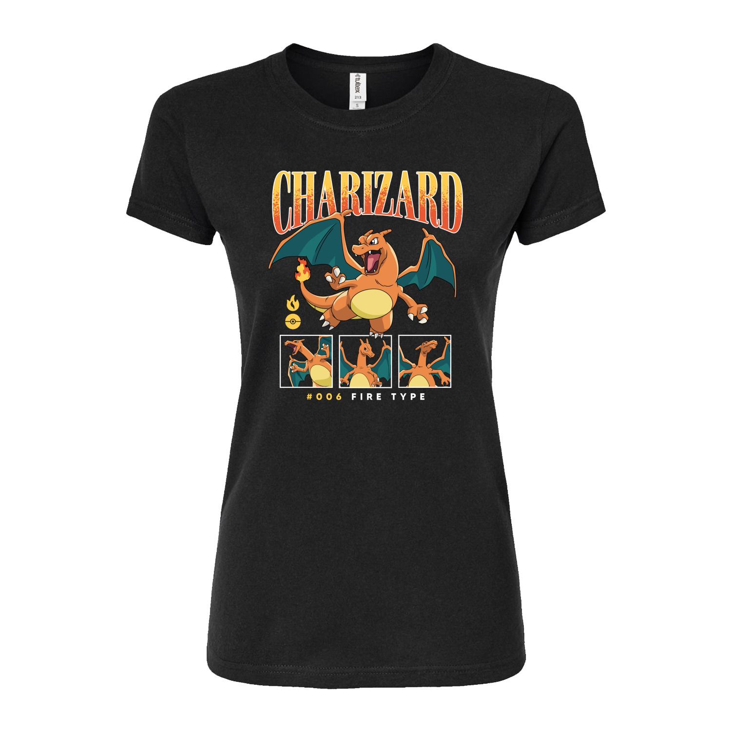 Облегающая футболка Pokémon Charizard для юниоров Licensed Character, черный