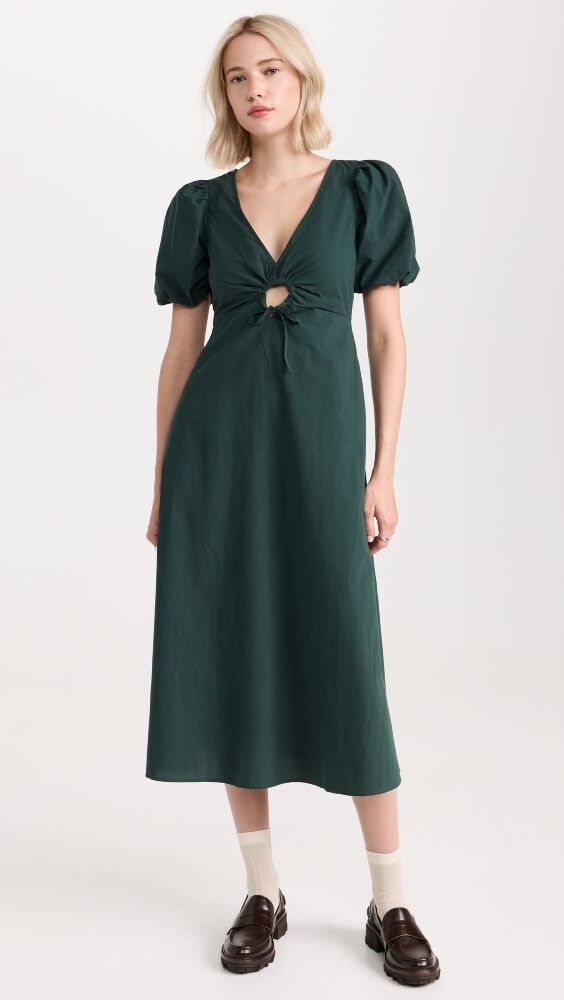 

Платье миди Madewell Poplin Cutout Puff-Sleeve