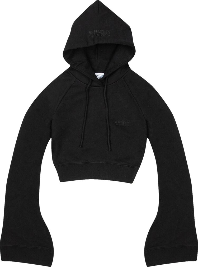 

Худи Vetements Flared Sleeve Cropped 'Black', черный