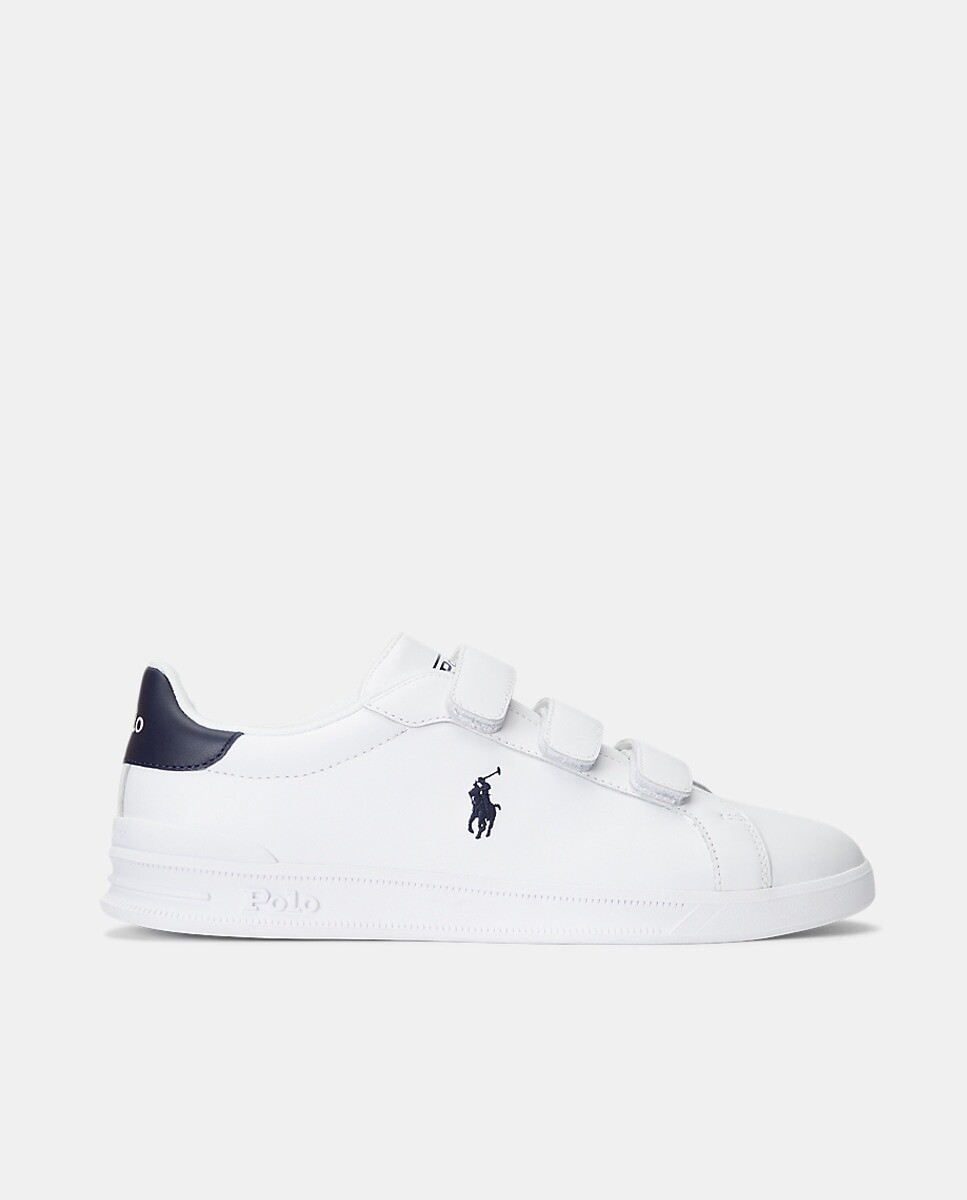 

Мужские низкие кожаные кроссовки Heritage Court II в форме шлема с застежкой-липучкой Polo Ralph Lauren, белый