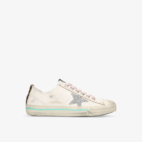 

Женские кожаные низкие кеды V-Star 2 10522 с блестками Golden Goose, белый
