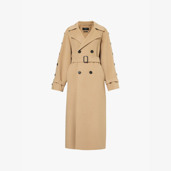 

Двубортное шерстяное пальто с поясом на талии Weekend Max Mara, бежевый