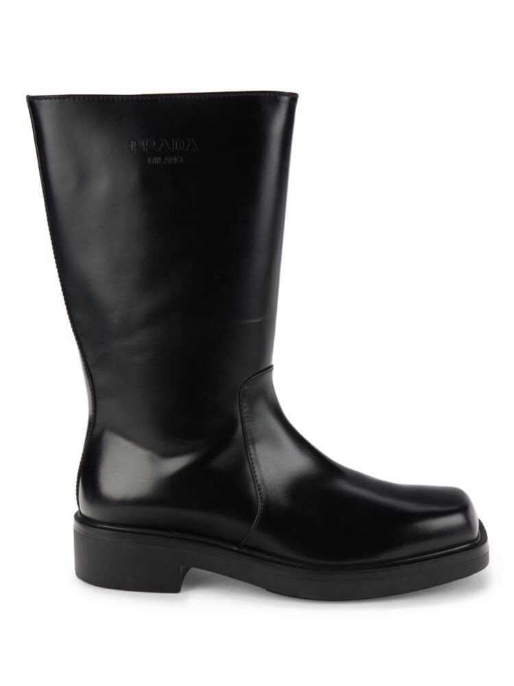 

Кожаные ботинки Stovepipe до середины икры Prada, черный