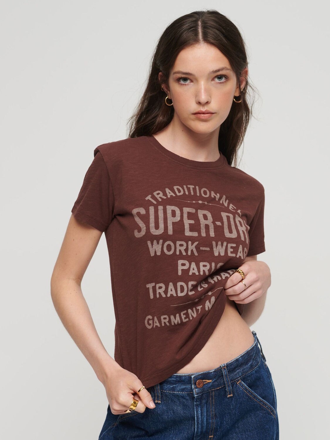

Футболка с рисунком Superdry Archive Script, Темное красное дерево, Красный