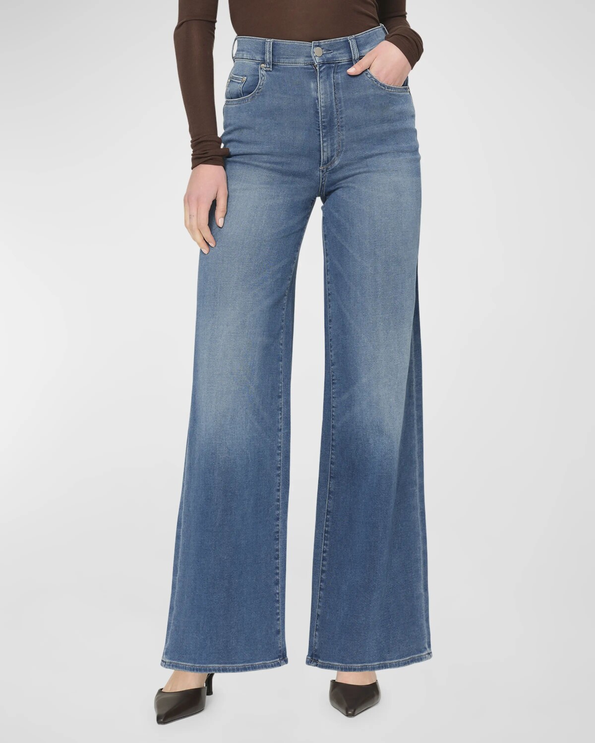 

Широкие джинсы с высокой посадкой DL Softwear Hepburn Dl1961, цвет Mohonk