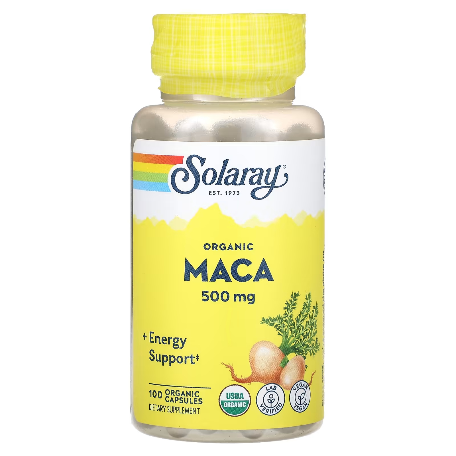 Пищевая добавка Solaray Organic Maca 500 мг, 100 органических капсул