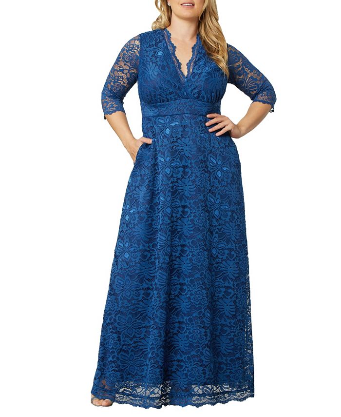 Женское кружевное вечернее платье больших размеров Maria Kiyonna, синий женское кружевное коктейльное платье kiyonna mademoiselle синий